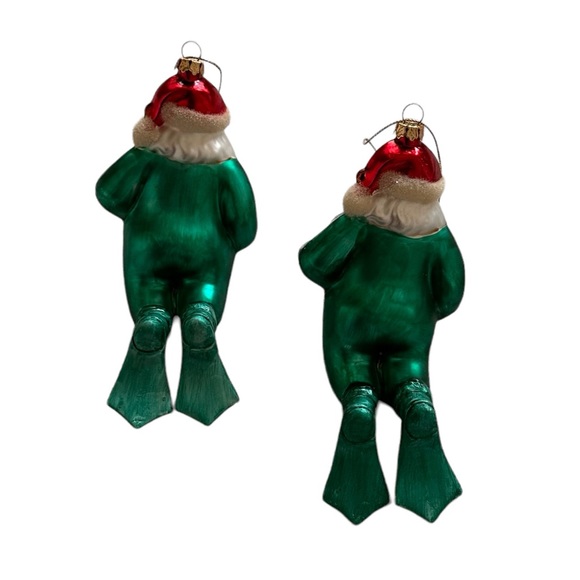 Set of 2 December Diamond Snorkling Santa Holiday Ornaments - Picture 5 of 5